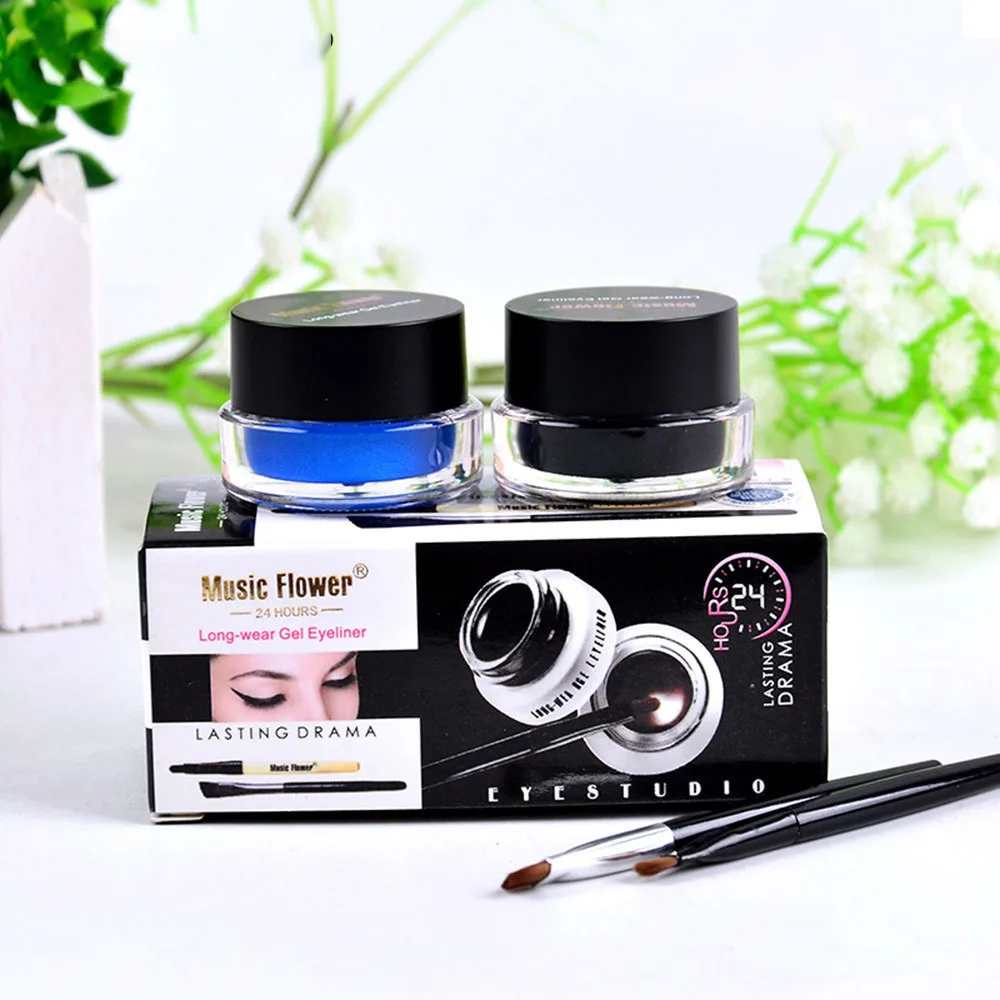 Charm Beauty Two Tone Vegan Waterproof Eyeliner Cream 2 Bottles Black Brown Color Eyeliner Cream