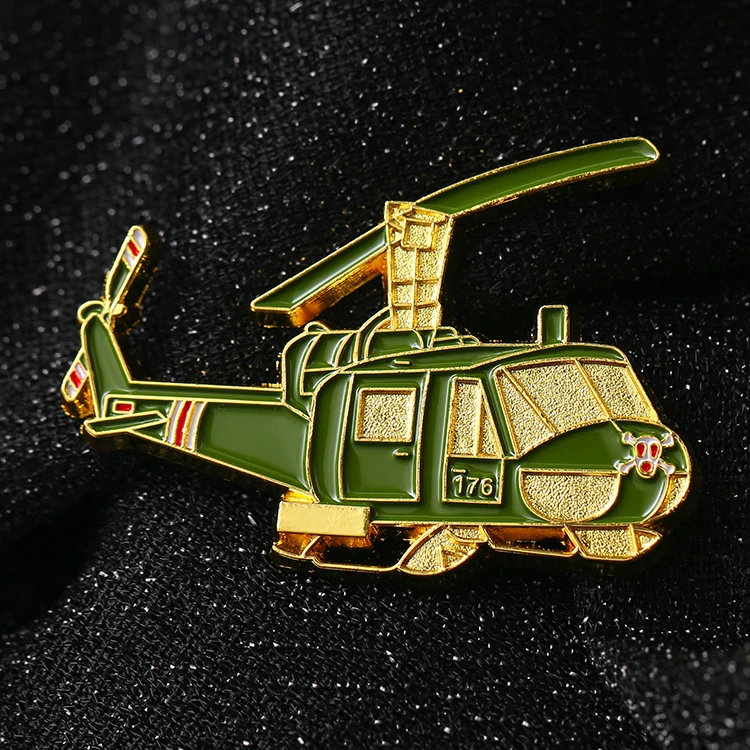 Helicopter aircraft soft enamel 3d airplane lapel pin