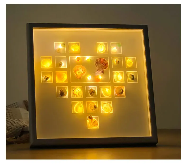 New 2024 shadow picture frame with LED light DIY material painting creative  display specimen making souvenir gifts for children