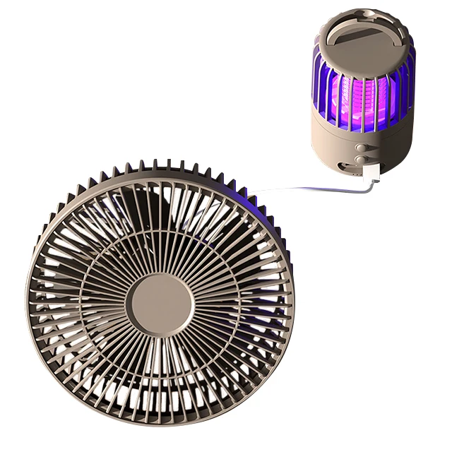New Style Rechargeable 8000mAh Power Bank Battery Air Cooler Table Fan With Mosquito Killing Lamp