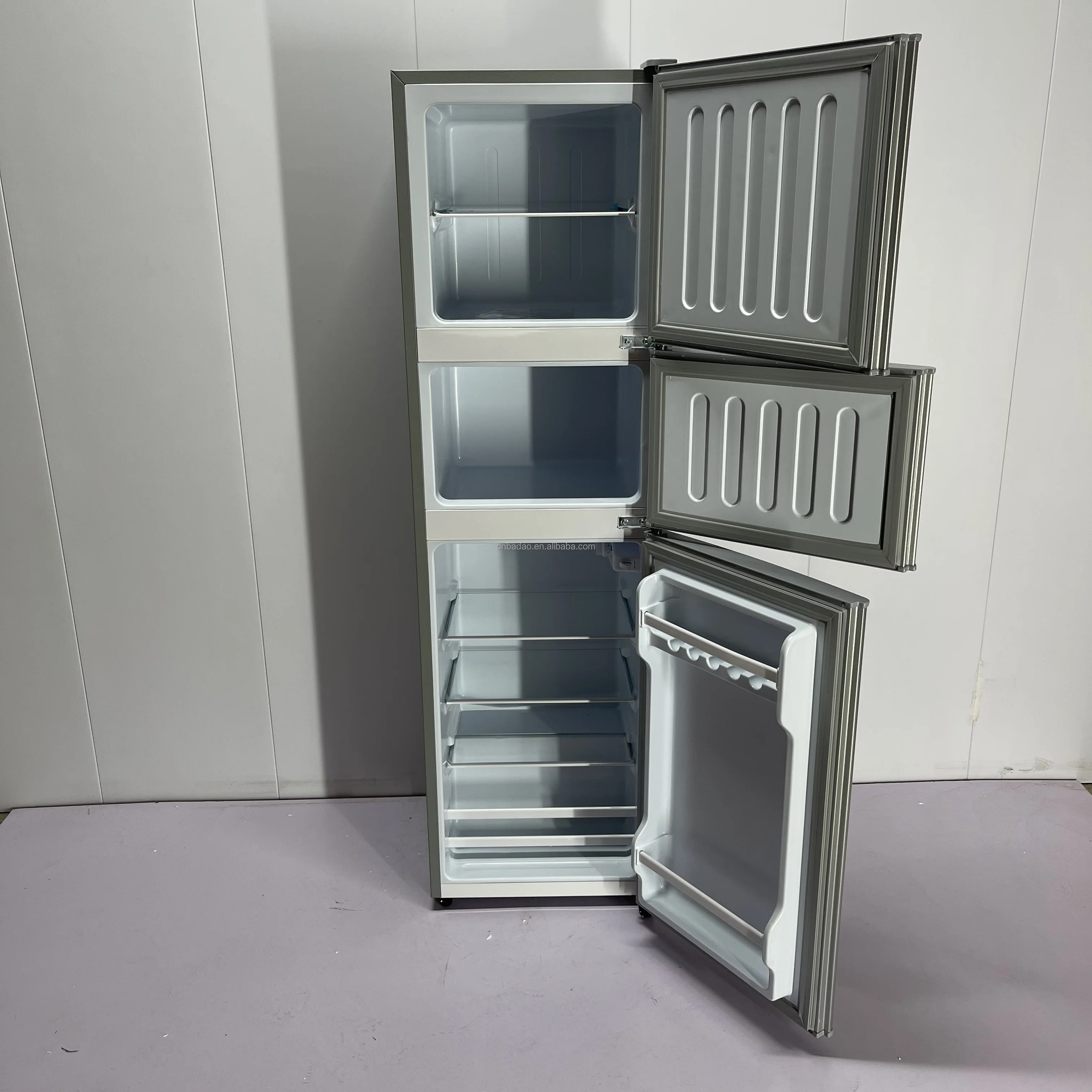 206 litres Home appliance  Large Capacity Triple Doors VCM stainless steel Door combined Fridge Refrigerator for Home or Hotel