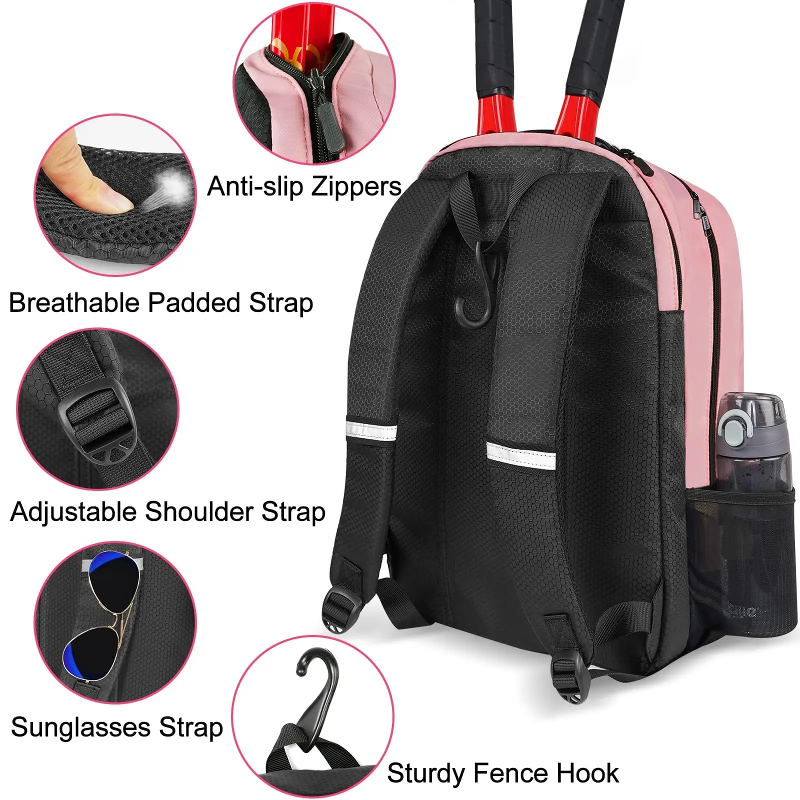 Wholesale 2 Rackets with Insulated Pocket Tennis Bag Ventilated Shoe Compartment Tennis Backpack for Women Men