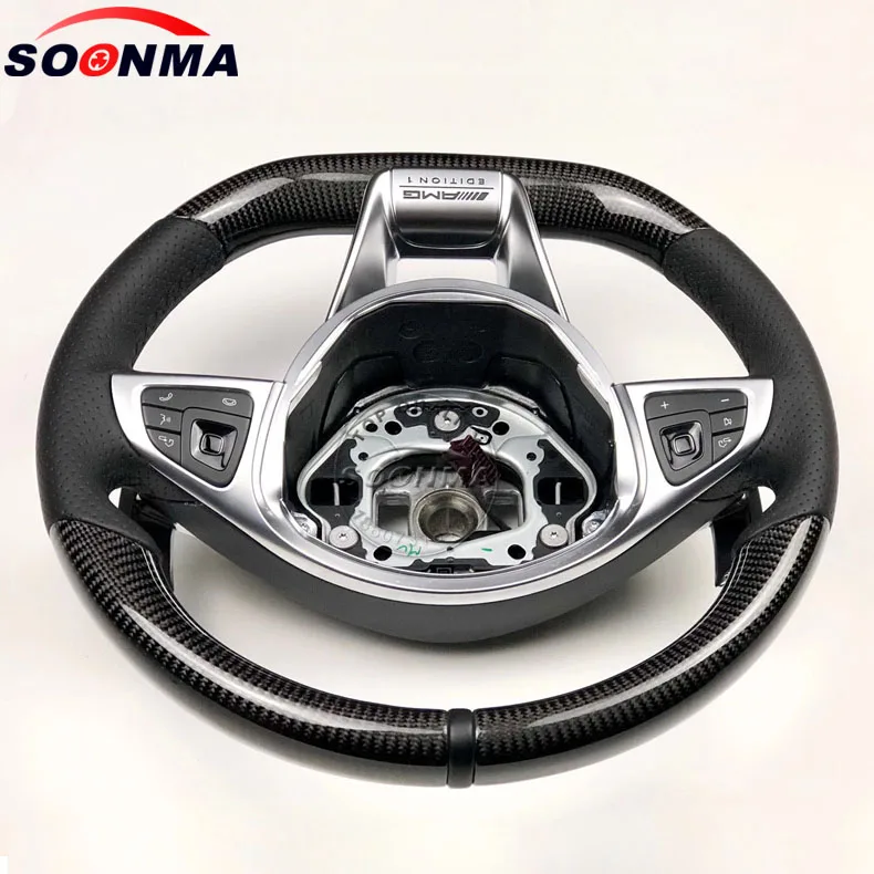 Carbon Fiber Steering Wheel Fit For Amg Mercedes-benz W204 W205 W211 Amg Gle Cla 2018-2020