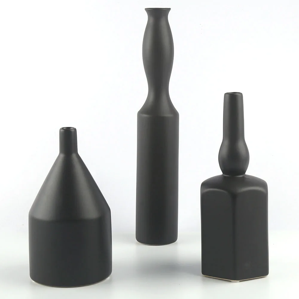 Black White Modern Fashion Popular Ceramic Flower Decor Ornament Vases