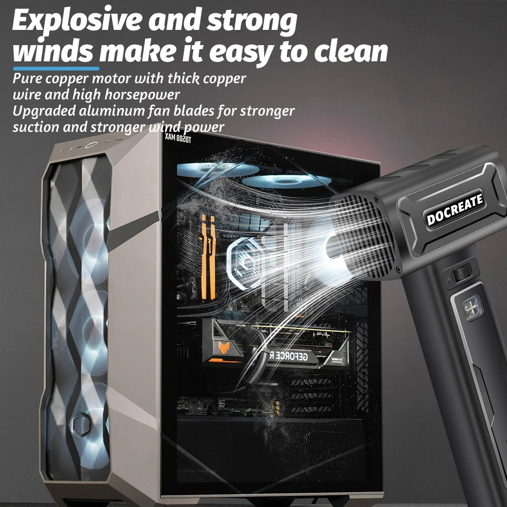 Docreate 1KG Thrust 700W Portable Turbo Violent Fan Powerful Jetdry Fan Jet Air Blower Dust Cleaner Leaf Blower Turbo Fan