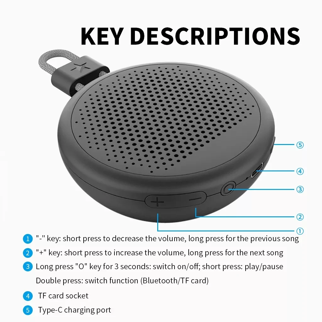 F10 Handhold Waterproof Outdoor 800mAh Music Player Rechargeable BT Gaming Wireless Blue tooth Usb Portable Speaker