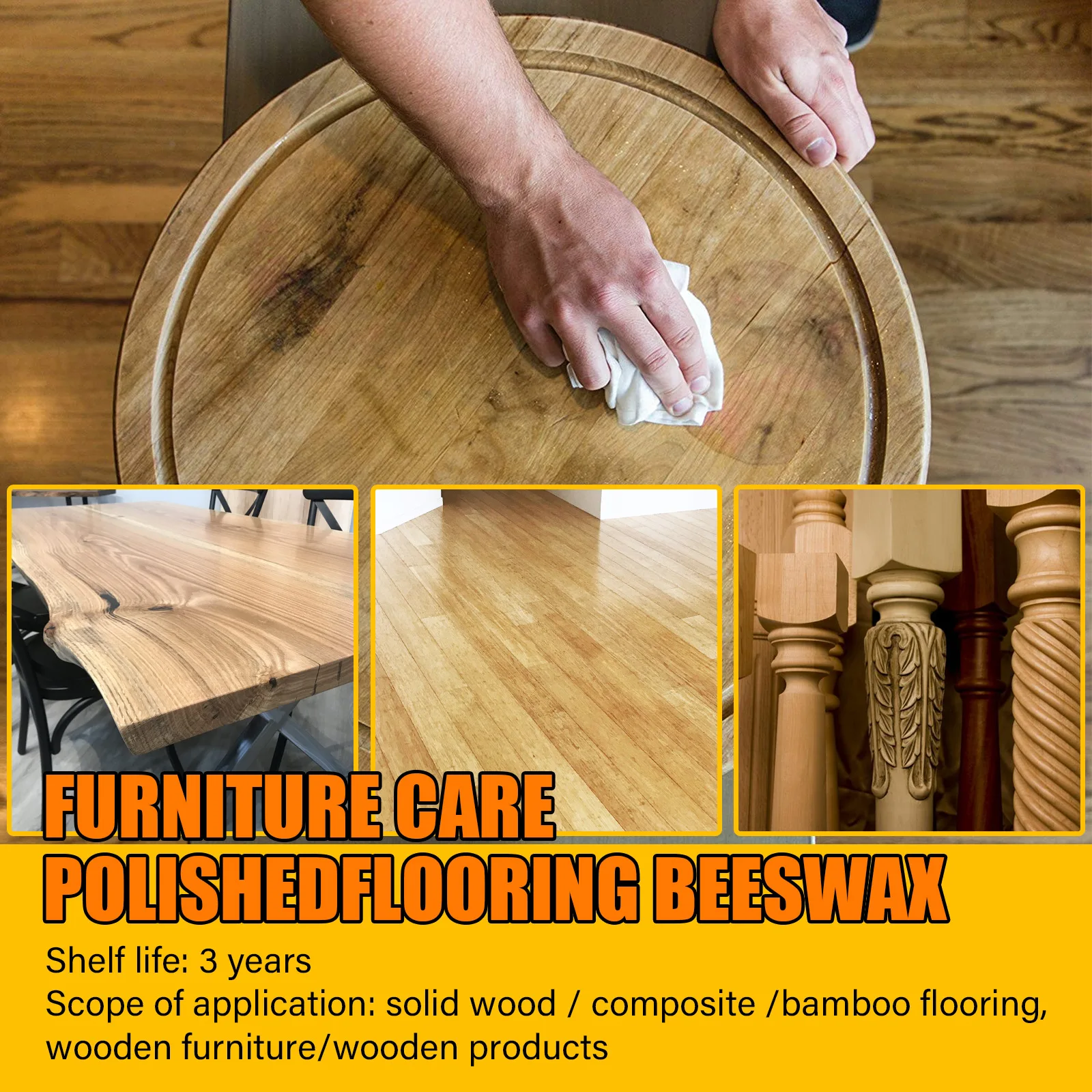 Natural Beeswax Furniture Care Waterproof Polishing Wax for Brightening & Wear Resistance Wood Floor Care
