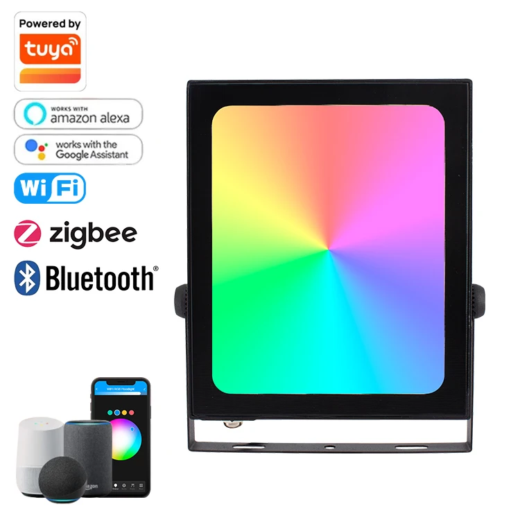 High Mast Die-Cast Aluminum Ip65 Outdoor Garden Waterproof 20w 50w 80w Dimmable Zigbee Smart Rgb Flood Lights