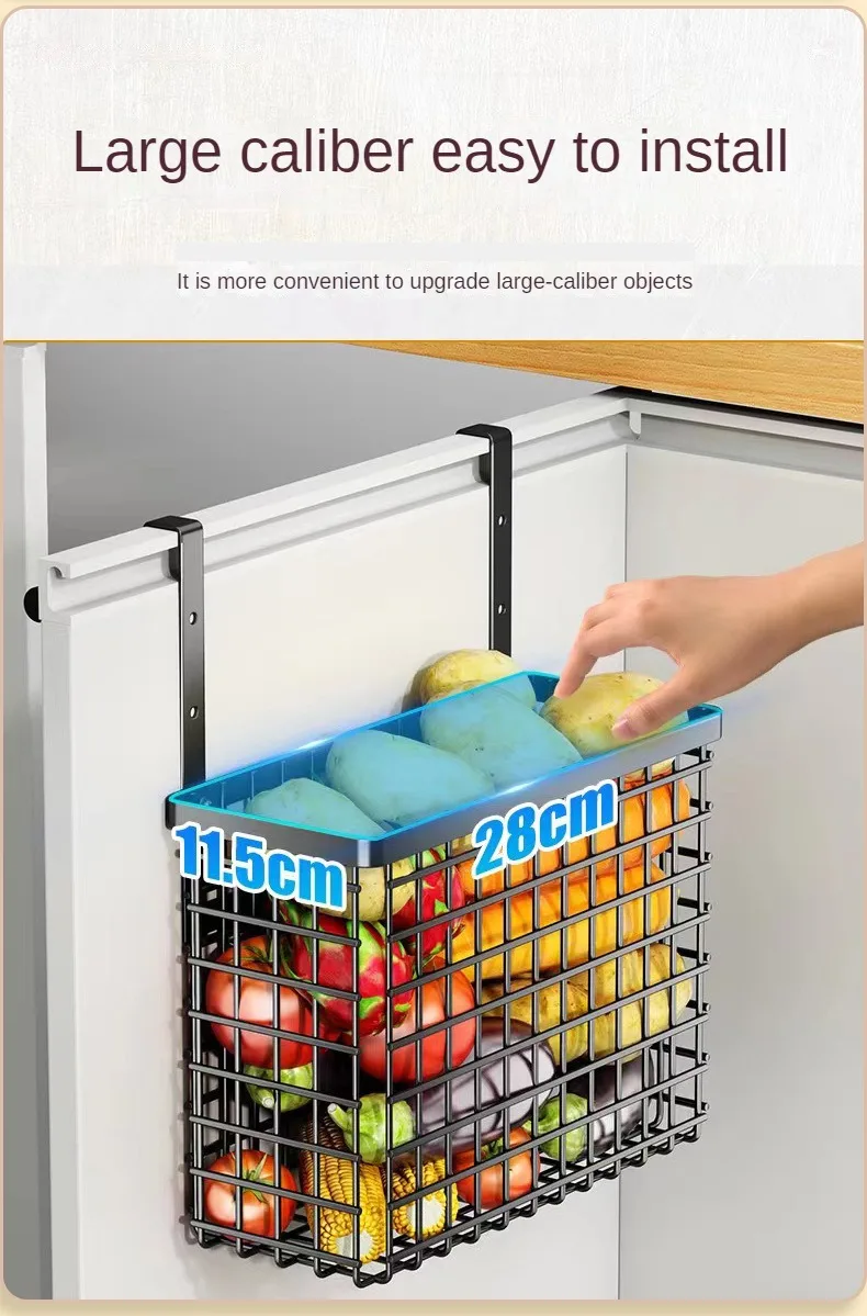 Cabinet Wall Mounted Storage Basket Fruit Storage Rack Cabinet Door Vegetable Basket Kitchen Sink Door Hanging Basket Organizer