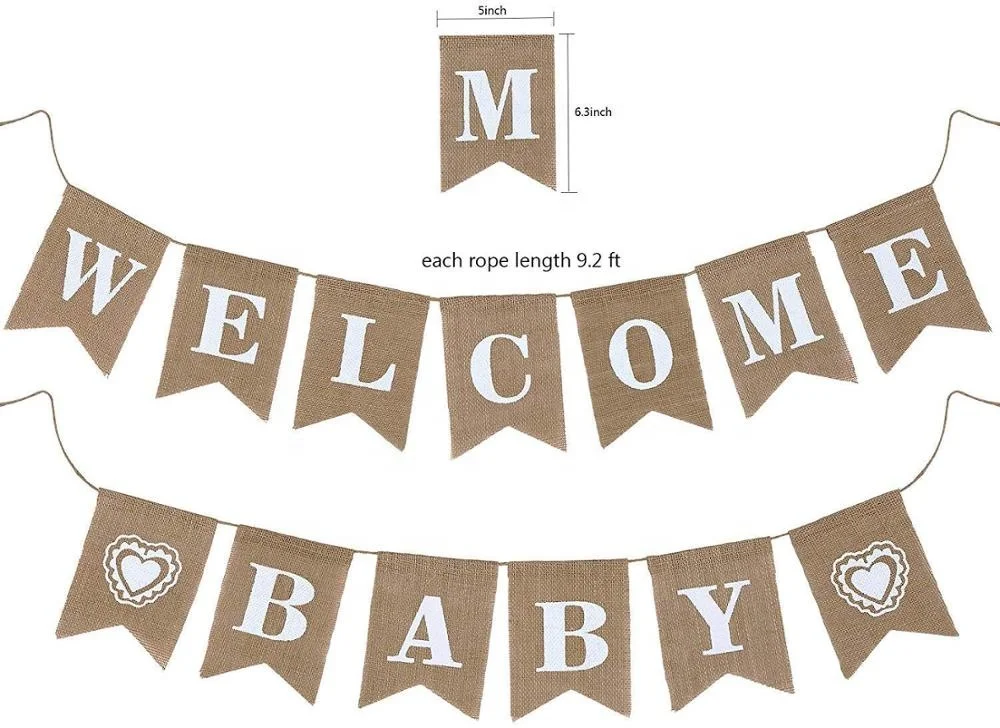 
Neutral Baby Shower Decorations for Boy or Girl Kit Rustic Welcome Baby Banner in Burlap baby shower gift sets Gender Reveal 