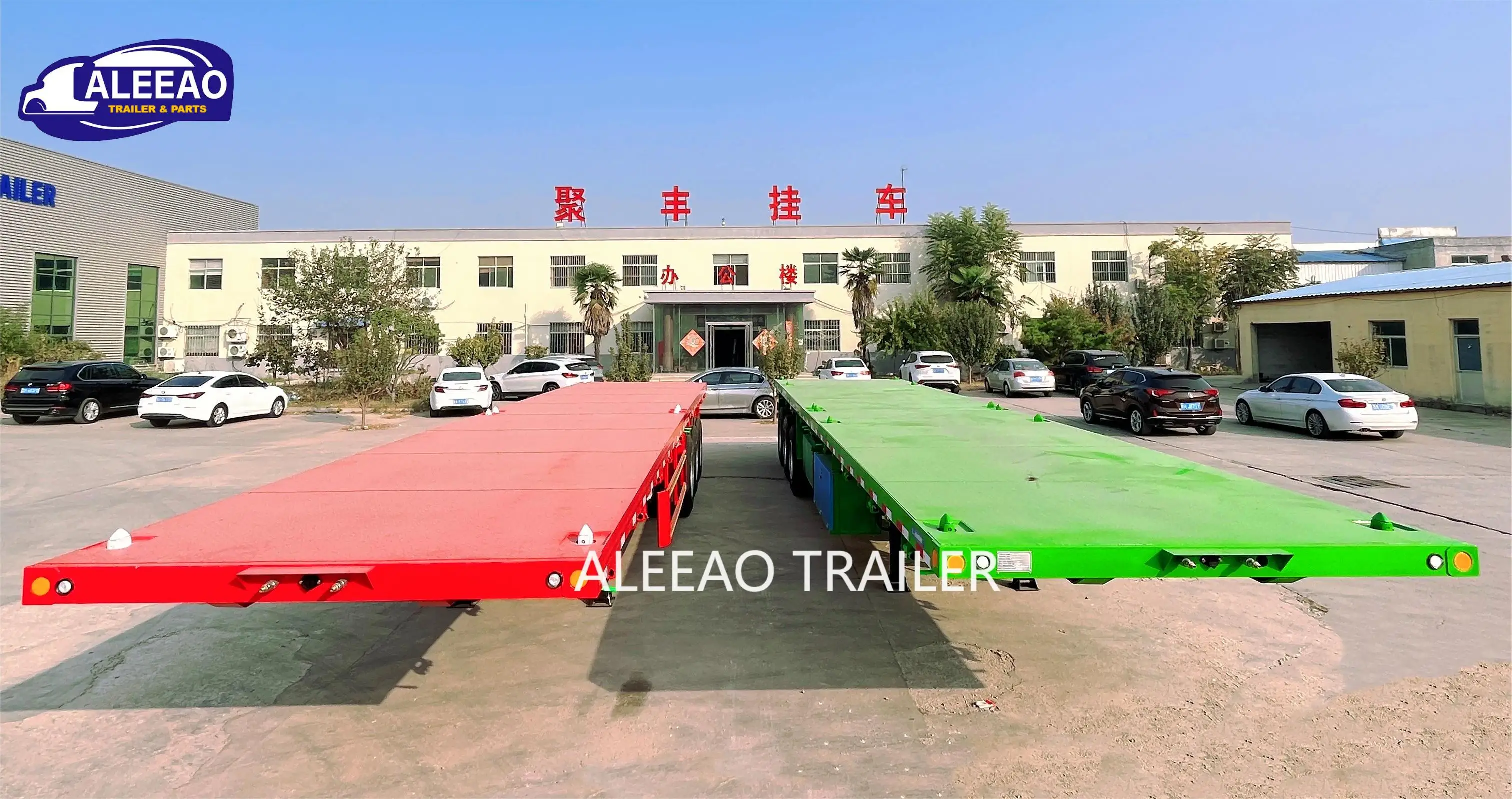 Shipping 40 Feet Container Transport Flat Bed Trailer 3 axle Flatbed Semi Trailer Price