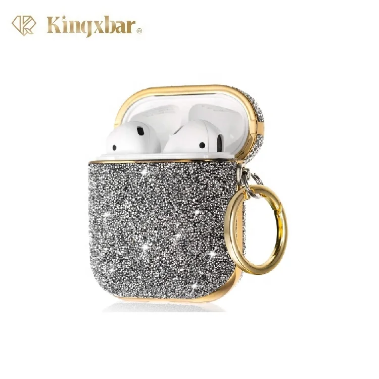 2021 PC Luxury Series Unique charging case Cover Protective Skin with Sparkle Crystals protection keychain for Apple AirPods 1/2