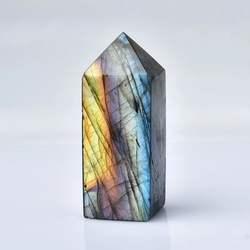 Natural Labradorite Polished Square Crystal Point Flash Labradorite Crystal Tower