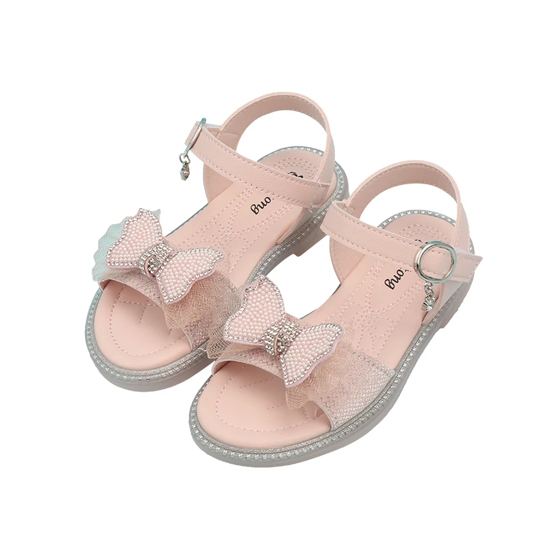 Летние ограниченные детские сандалии для маленьких принцесс, милые летние сандалии для девочек, уличные сандалии на плоской подошве, розовые бежевые сандалии CN;ZHE