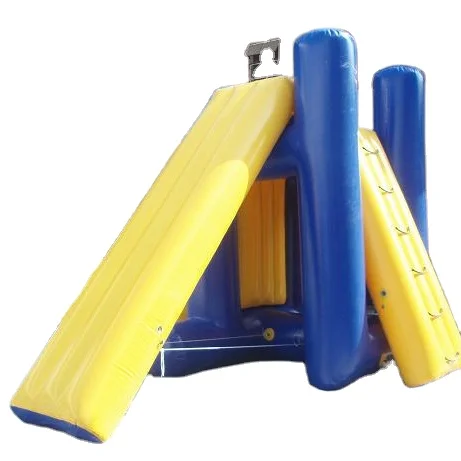 Sea/lake inflatable floating water slide,inflatable water jumping tower with slide and blob for adults and children