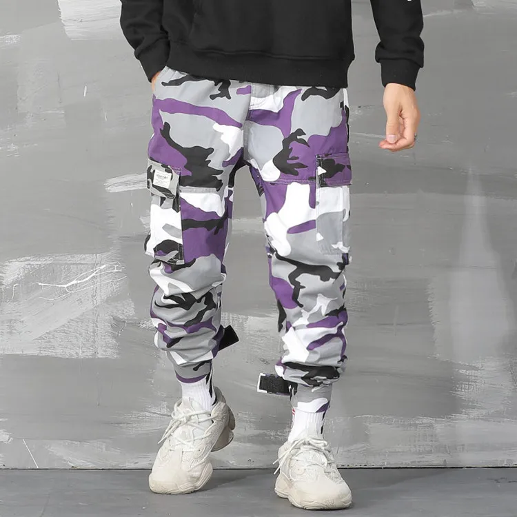 Hot Good Quality Mens Casual Woven Camo Pants Custom Loose Fit Hip Hop Camo Jogger Pants