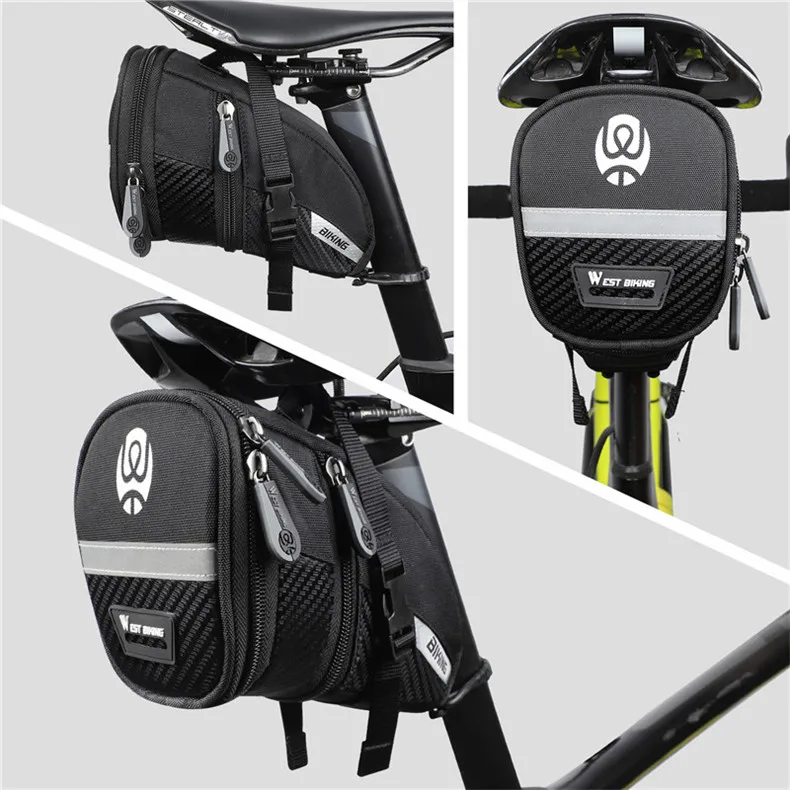 WEST BIKING 1.1L Large Seatpost Mtb Car Bike Tail Cushion Bag Pack Phone Pouch Pocket Waterproof Cycling Bag