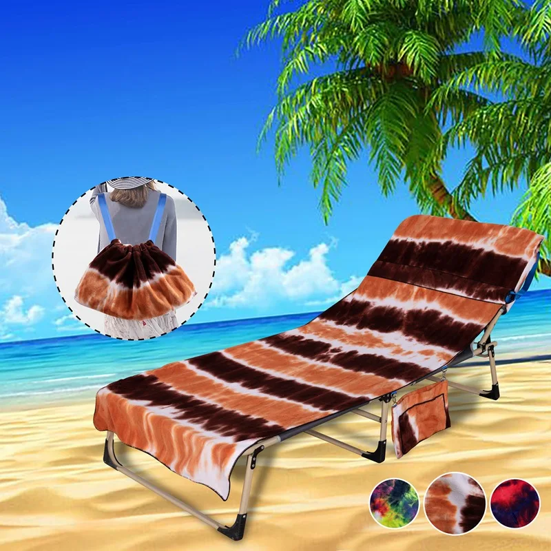 
2020 Amazon top sale Microfiber Beach Chair Towel With backpack portable chair cover 
