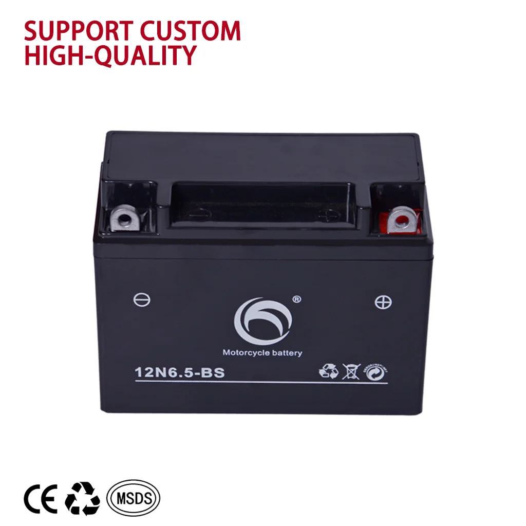Factory In-Sale Custom 12N6.5-BS 12V 6.5Ah Maintenance Free Lead Acid Sealed AGM Electric Motorcycle Cranking Battery