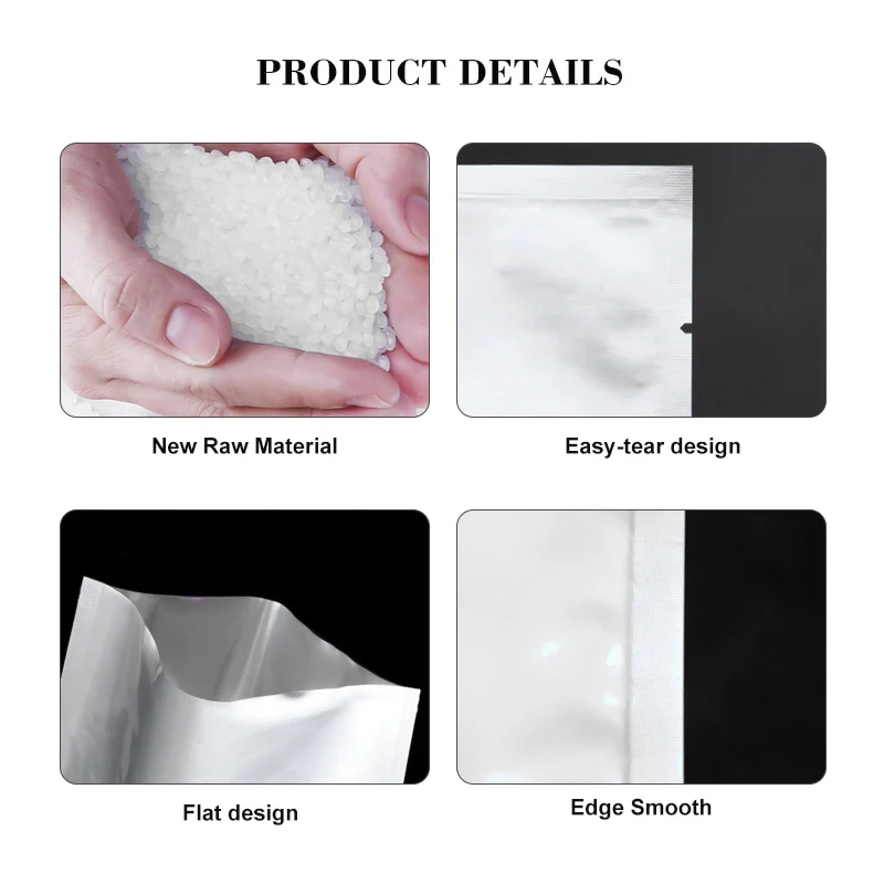 100PCS  Custom Pure Aluminum Flat Pouch packaging plastic bags for small businesses