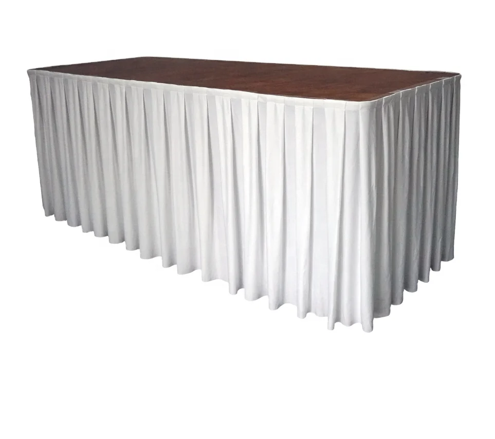  Polyester Plain Woven Knitted Poly-jersey Satin Fabric Table Skirt Skirting Box Pleats Elegant