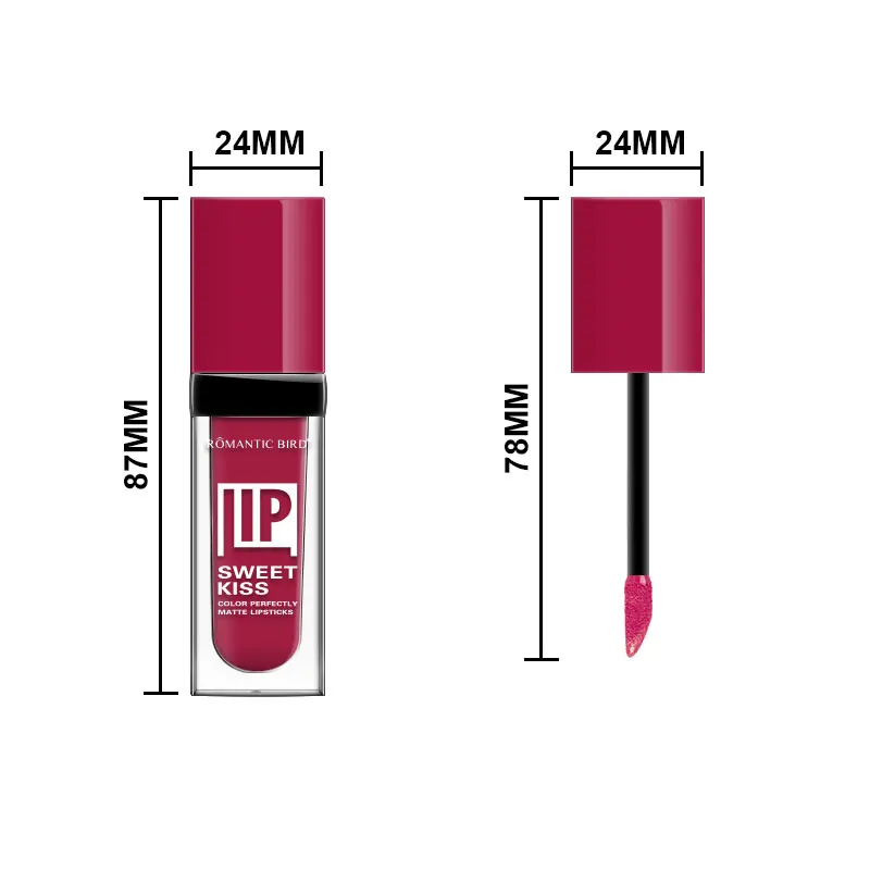 Romantic bird Private Label Makeup Vegan Cosmetic Waterproof Matte lip gloss long lasting Liquid matte no-stick glitzer lipgloss
