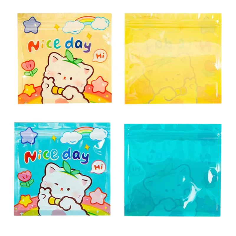 Small Mini Resealable Cartoon Plastic Zipper Mylar Bags for Snack Cookie Food Gift custom mini packaging bags