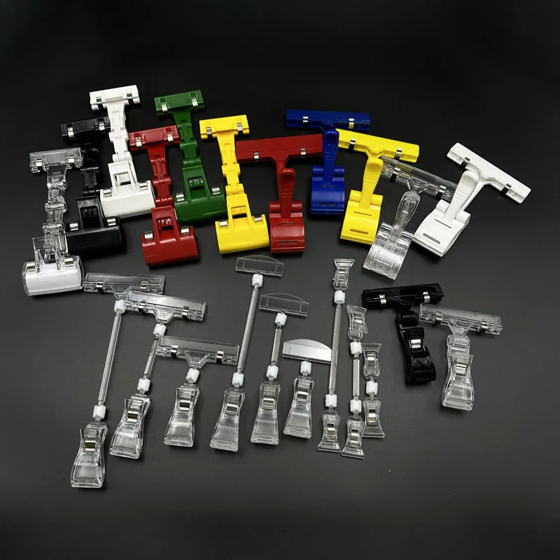 Supermarket Plastic Price Sign Clamps Label Tag Acrylic Clips Clear Pop Sign Holder Clips for Retail