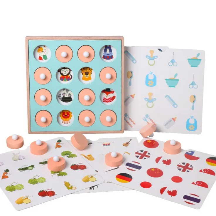 
Montessori Memory Box Educational Children Logic Thinking Wooden Memory Chess game 