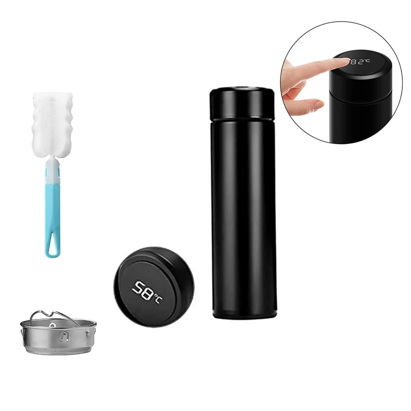 Stainless Steel Smart Sports Water Bottle with LED Temperature Display Double Wall Vacuum Flask Thermos Office Mug