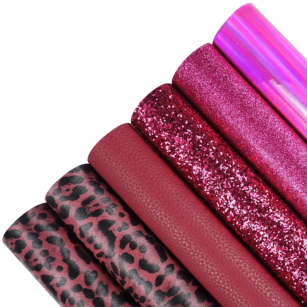 6 шт./компл. винно-красная искусственная кожа с леопардовым принтом и блестками для бантов сережек оптовая