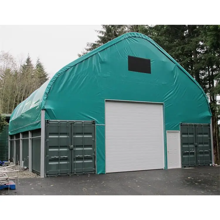 Hot galvanized steel shed frame all steel covered wagon storage shelter 20x40ft container shelter