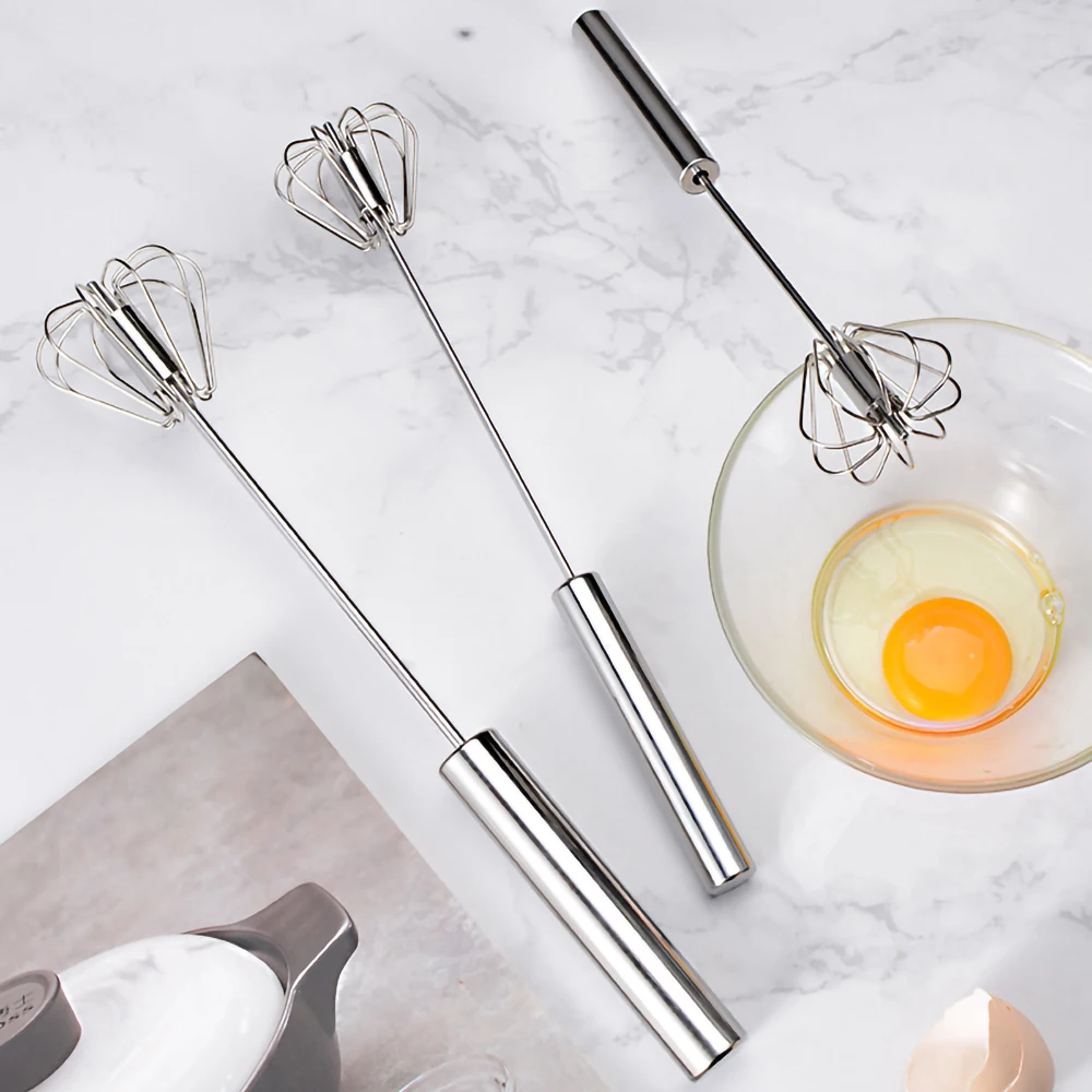 metal whisk baking whisk mini egg-whisk stainless steel semi-automatic mixer egg beater manual push rotating wihsk