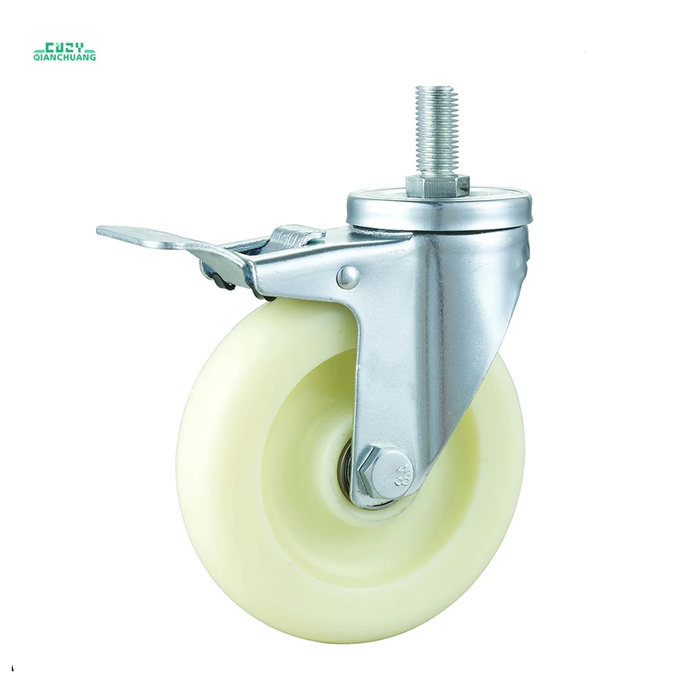 Бесшумные сверхмощные колесики, 4 дюйма, белые, полипропиленовые, промышленные колесики