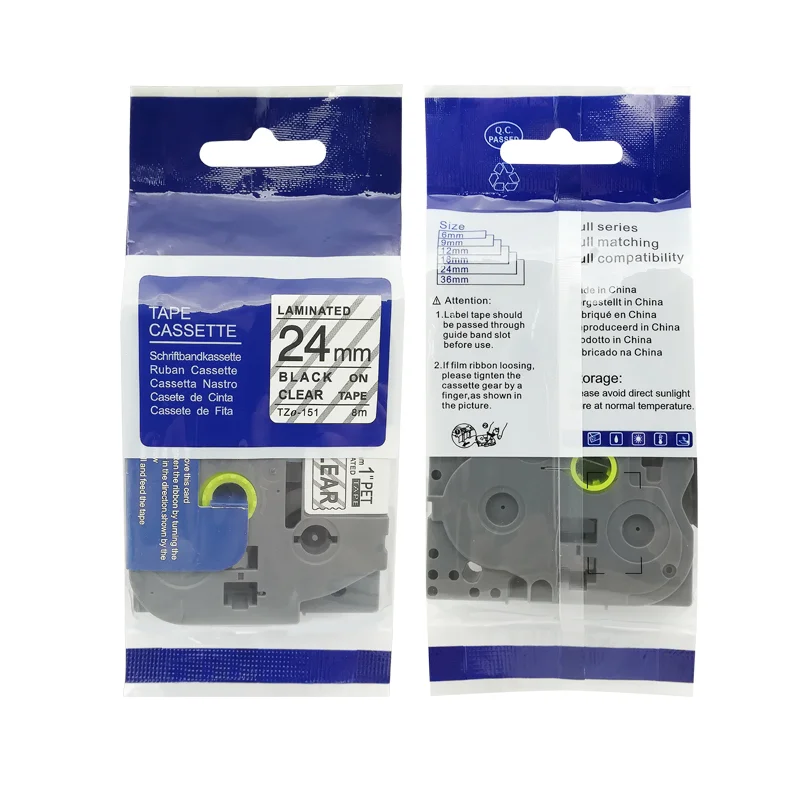 Совместимость TZE ORISON этикетка 100% TZ 24 мм ламинированная лента TZ-155 TZ155 TZe-155 используется для принтера Brother