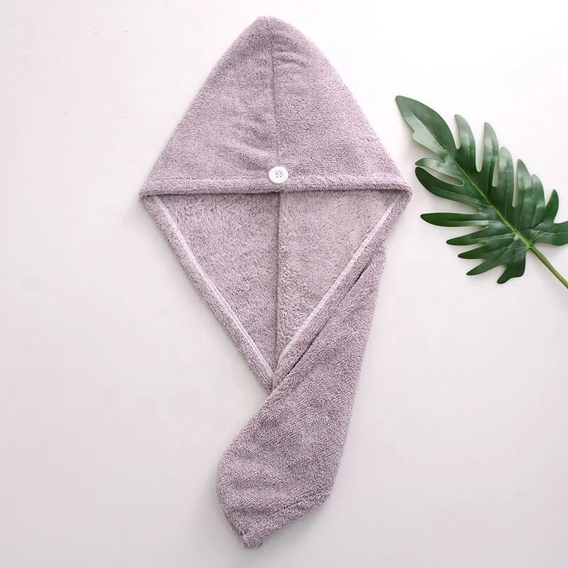 solid color absorbent dry hair towel with microfiber hair towel wrap for women