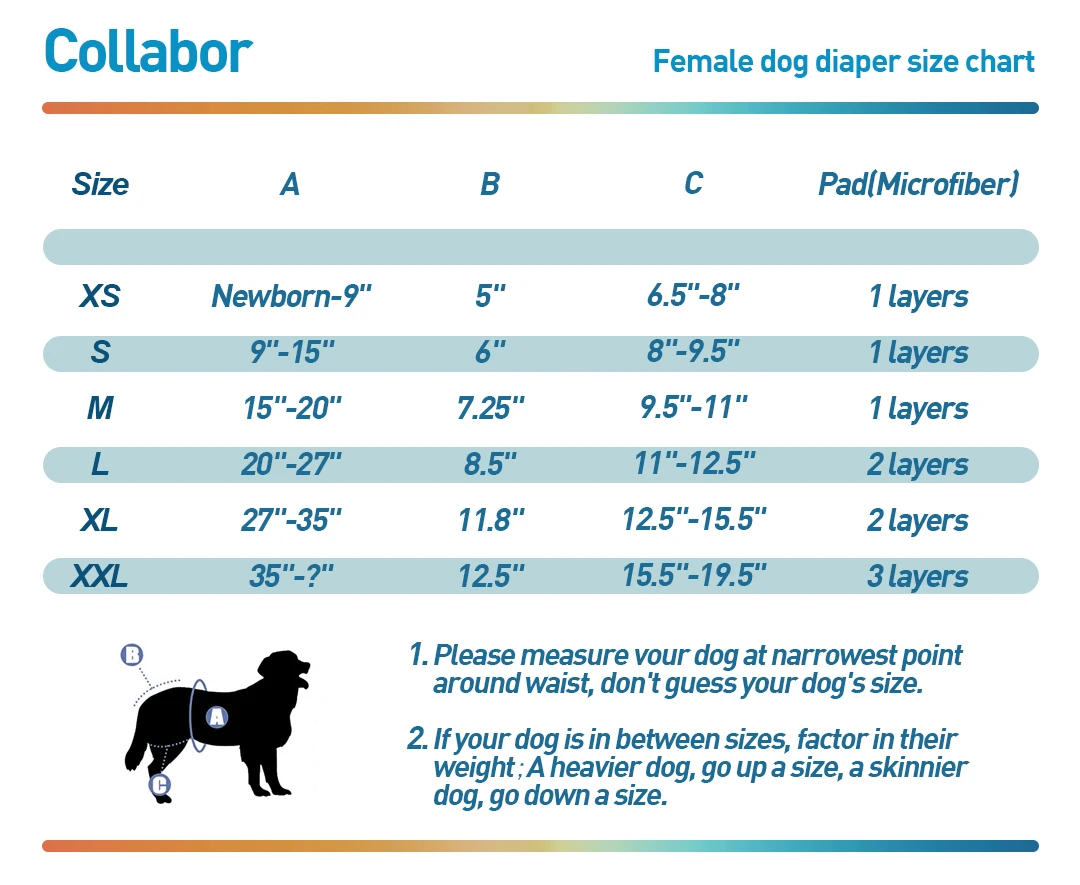 COLLABOR  Potty Training Cloth Diaper Dog Print Fast Absorbing DOG DIAPERS Customized Female Dog Diapers Paw Print