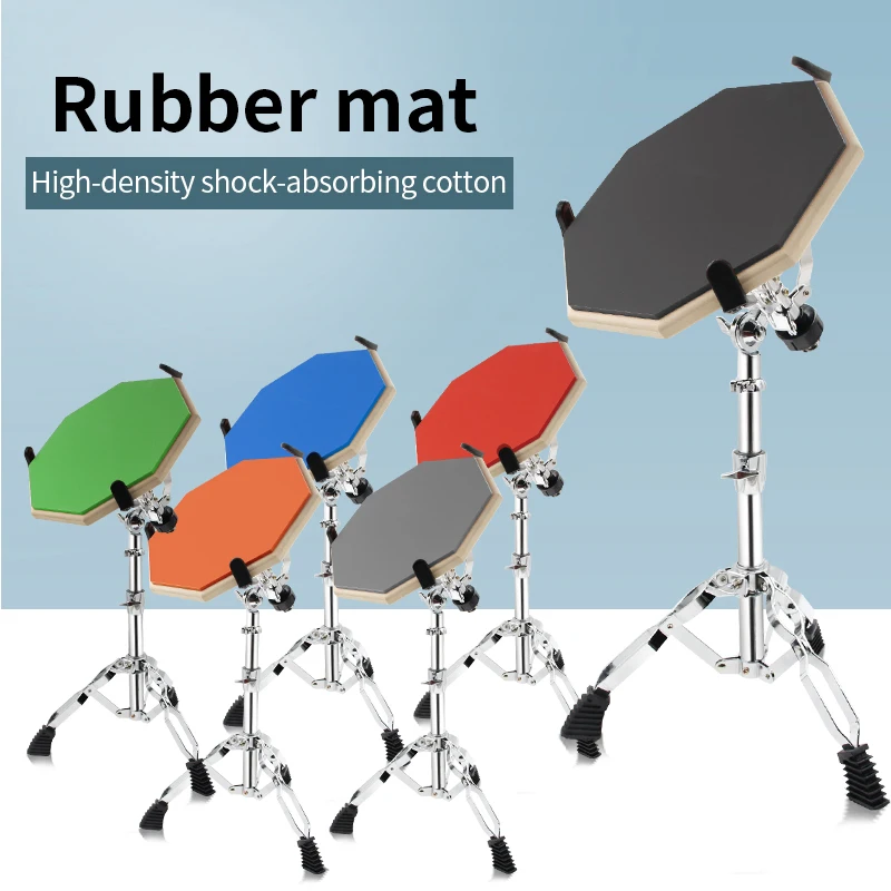 Wholesale environmentally friendly sturdy 12-inch practice dumb drum pad rubber drum head drum stand 50-70 adjustable
