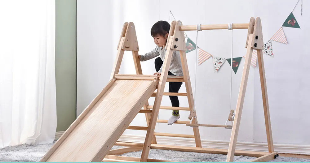 Wooden Playground jungle gym  Rock Climb Wall, Rope Wall Climbing