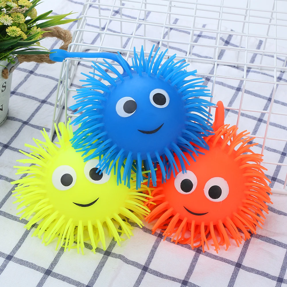 Colorful Stress Glowing Light Up Puffer Ball Smile Face Puffer Ball Yoyo