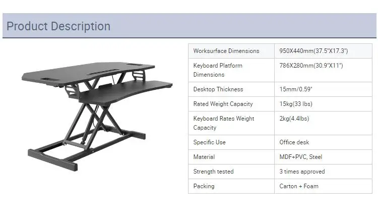 Modern Office Premium Sit to Standing Desk Converter Up Riser Adjustable Computer Desktop Monitor Stand Riser Workstation