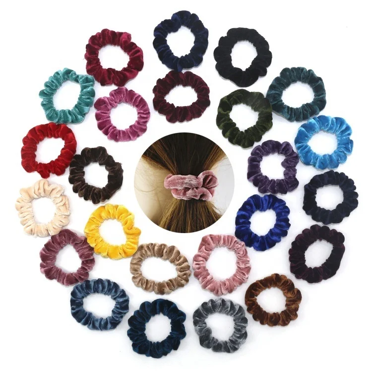 50 various colors one pack high quality velvet hair scrunchies for women wholesale custom hair ties