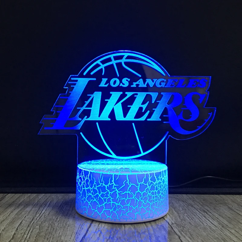 LED Basketball Team Lakers 3D Optical Illusion Lamp Smart 7 Colors Night Light Table Lamp