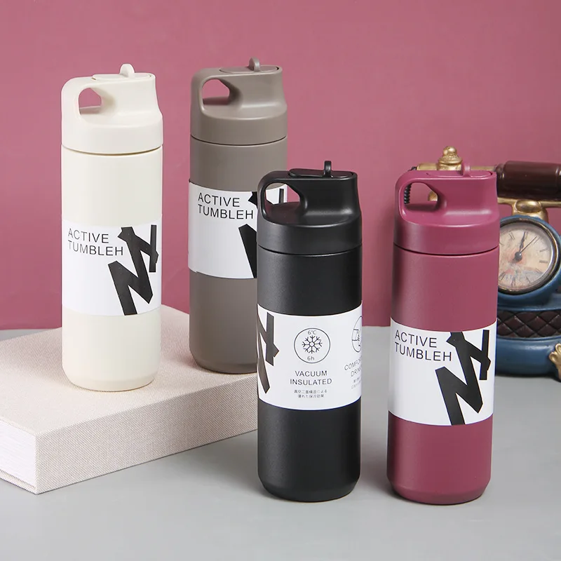 Japanese 304 stainless steel vacuum mug simple handle suction cup outdoor portable sports cup