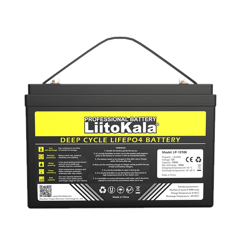 12V 100Ah LiFePO4 battery 12.8 V Lithium-iron phospha For RV Camper Golf Cart Off-Road off-grid Solar Wind batteries LiitoKala