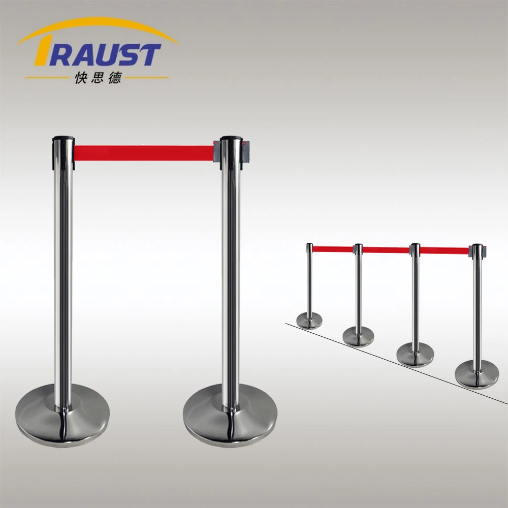 Traust supplier airport crowd controller queue line tape retractable belt barricade stand poles post concrete barrier stanchion
