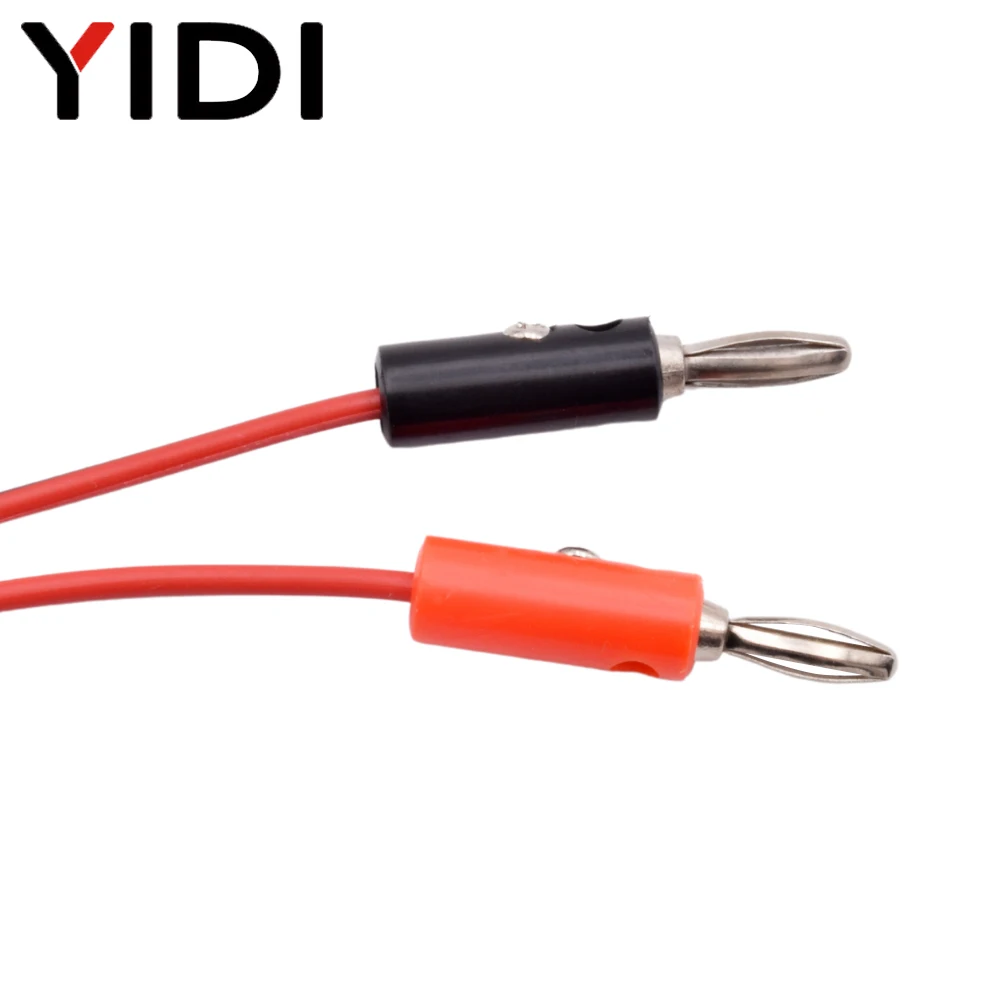 1 Pair 1M Red Black Jumper Wires Power Cord Connector Banana Plug to Crocodile Alligator Clips Clamp 4mm Test Probe Lead Cable