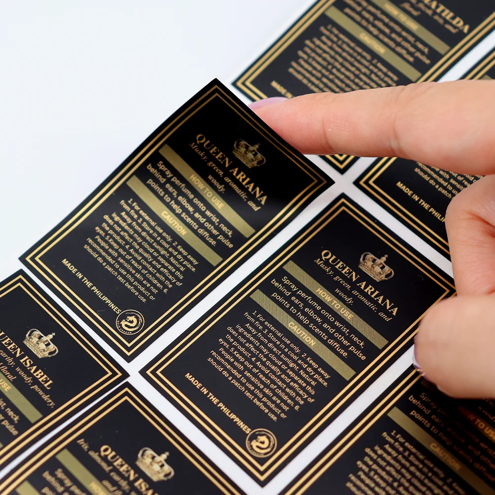 Printing Custom Logo Print Cheap Product Matte Black Laminate Stickers Square Candle Jar Packaging Label For Perfume Bottle