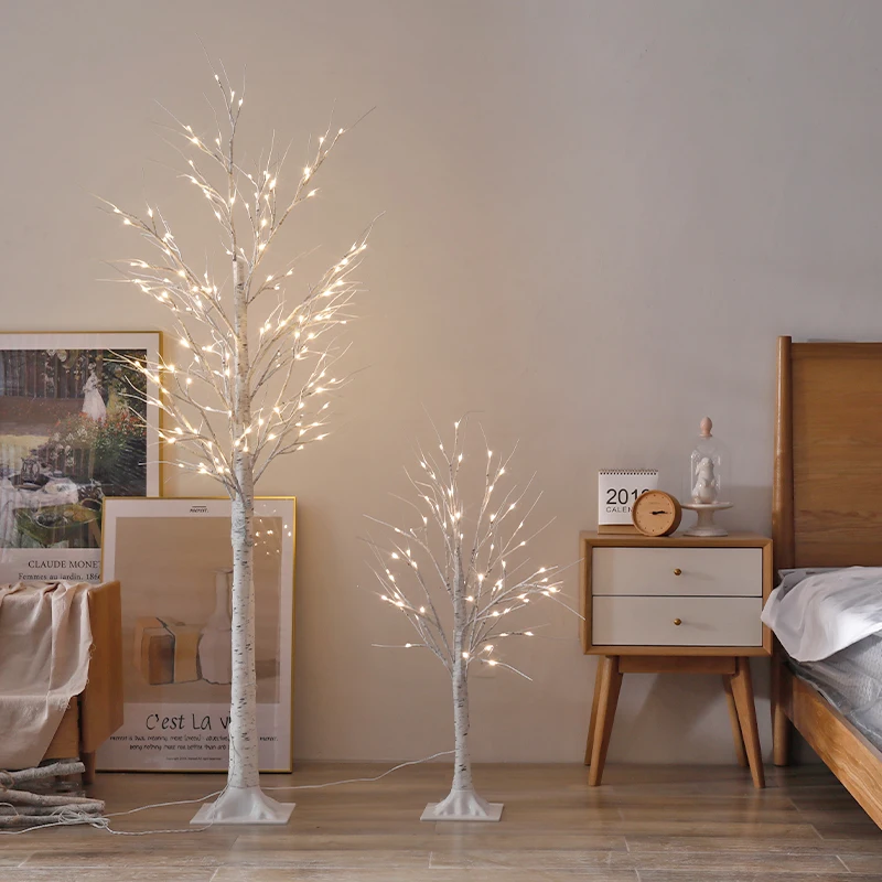 Wholesale Christmas yard decoration outdoor decoration led white palm Birch tree led lights artificial tree lights