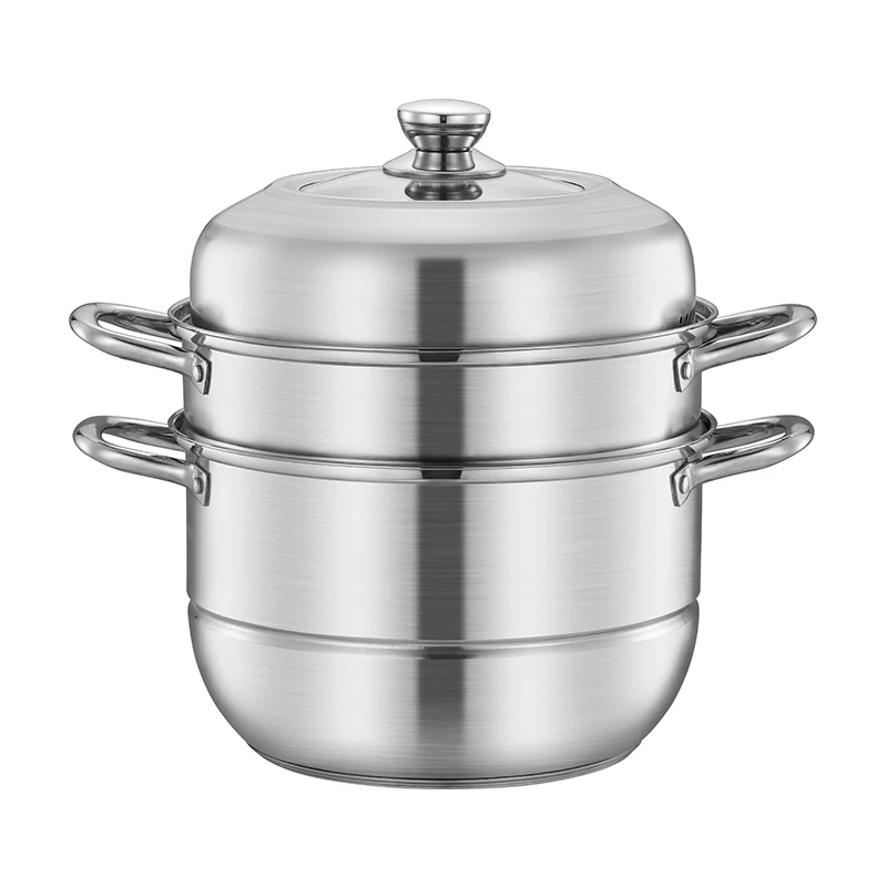 Customized Stainless Steel Steamer Pot 12 inch Cookware 30cm Cooking Pot Multi-purpose 3-layer Heating Food Steamer for home